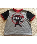 Up Late Boys Gray Black Red Ninja Short Sleeve Pajama Shirt 10 - £3.87 GBP