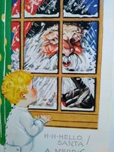 Vintage Christmas Postcard Santa Claus At Window Series W 28 Embossed Unused - £14.22 GBP