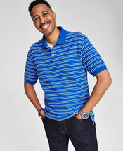 Club Room Men&#39;s Striped Short-Sleeve Polo Shirt Royal Blue Retail $49.50... - $19.75