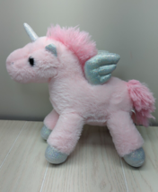 Kellytoy plush pink unicorn pegasus silver shiny sparkle glitter horn wings feet - £11.86 GBP
