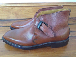 Vtg French Shriner V-Cleat Monk Pebble Grain Leather Buckle Mens Boots 7... - £235.41 GBP