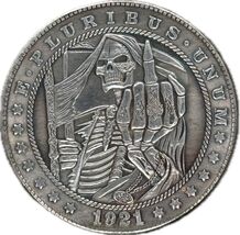 Médaille fantaisie Hobo Nickel - Mort et rébellion sur 1921 Morgan - $18.56 CAD