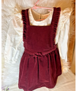 Cat &amp; Jack Girls Maroon Corduroy Overall Dress &amp; Long Sleeve Top, 4T, Pr... - €4,29 EUR