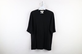Vintage 90s Streetwear Mens Large Faded Silk Knit Short Sleeve T-Shirt Black - £42.48 GBP