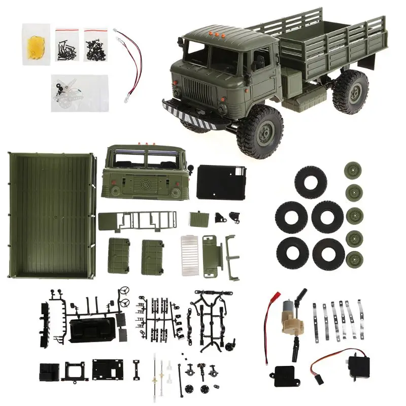 Wpl b 24 kit remote control military truck diy off road 4wd b24 rc car 4 thumb200