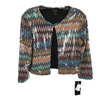 NWT Womens Size 8 Cartise Multicolor Full Sequin Zig Zag Bolero Shrug Ja... - £30.64 GBP