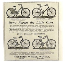 Crescent Bicycles 1894 Advertisement Victorian Bikes Models 3 And 6 ADBN1x - £19.66 GBP