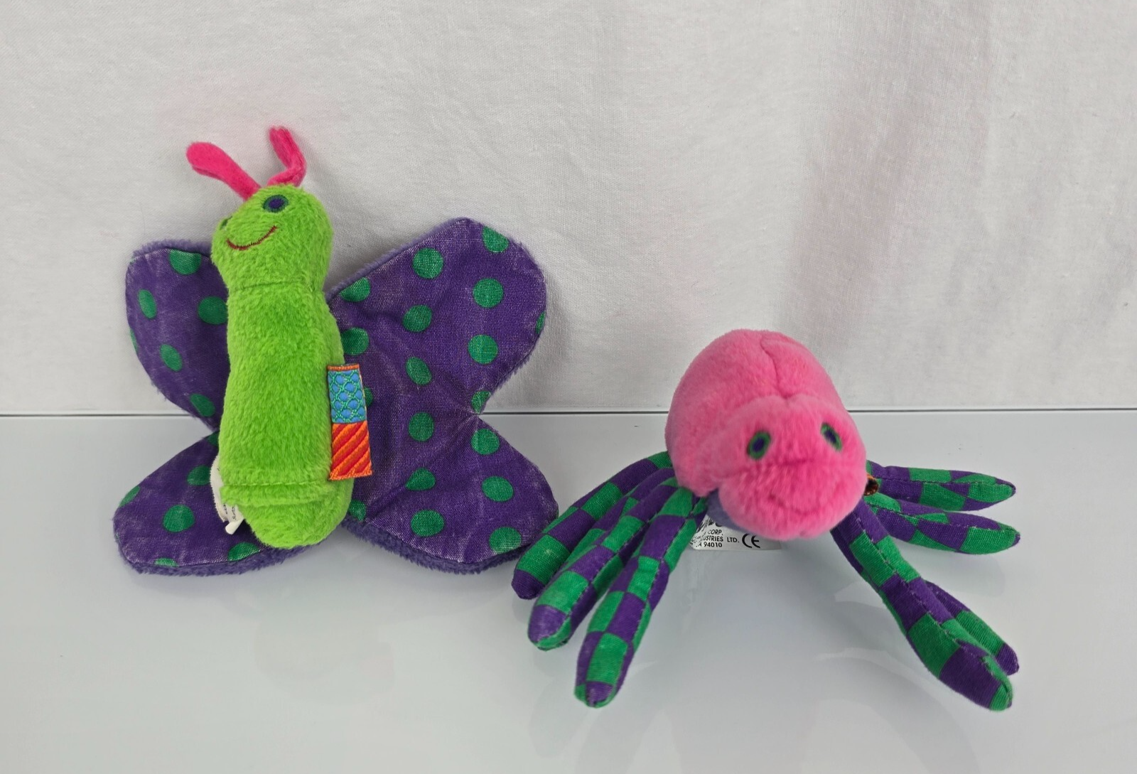 Gymboree Spider Butterfly Finger Puppet Plush Pink Purple Green Squeak V... - $27.71
