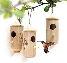 Yaykabom Natural Oak Hummingbird Houses Easy To Hang Pack Of 3 - £15.78 GBP