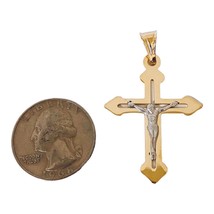 Cross Jesus &amp; Crucifix Pendant  925 Silver 14k Gold Plated Unisex Pendant - £22.87 GBP