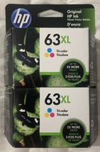 HP 63XL Tri-Color Ink Cartridge Twin Pack 2 X F6U63AN Exp 2023+ Sealed Genuine - £87.91 GBP