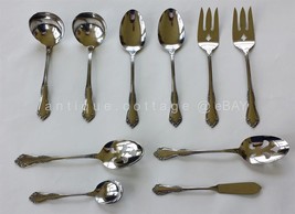 Lot 10pc Mansfield Wm A Rogers Stainless Flatware Serving Ladle Spoon Fork Knife - £53.77 GBP