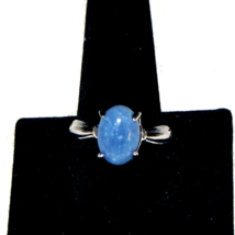 Vintage Milky Blue Aquamarine Gemstone in Silver/Copper Ring Size 10 - £15.58 GBP