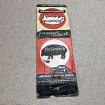 Vintage Match Book Pig Sandwich America’s Motor Lunch - €9,20 EUR