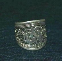 Vintage Tibetan Silver Mantra Adjustable Ring - £10.18 GBP