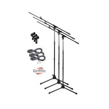 Microphone Boom Stand with XLR Mic Cable &amp; Clip (Pack of 3) by GRIFFIN -... - £50.96 GBP