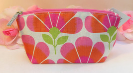 New Clinique Makeup Cosmetic Bag Case Tote Purse Pink Orange Green Floral Clutch - £7.60 GBP