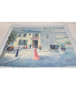 Original Oil on Canvas EUROPEAN SOCIAL Textured Painting 19x15 Signed HENRY - $74.95