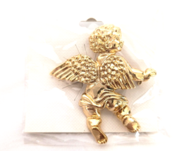 New in Original Package Gold Tone Cherub Angel Women&#39;s Brooch/Pin 2 inches Long - £10.98 GBP