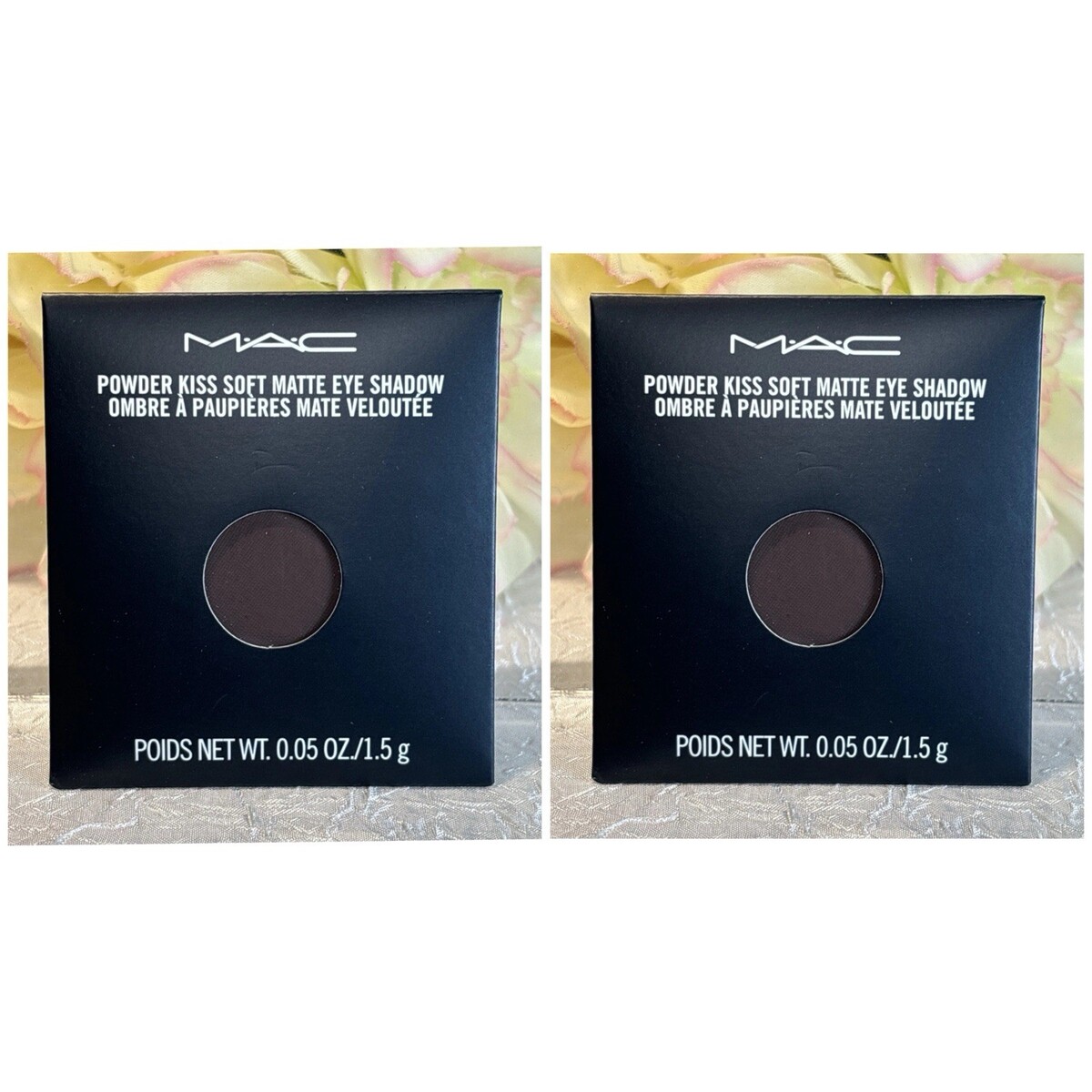 2 X MAC Powder Kiss Soft Matte Eye Shadow *Give a Glam* Pro Pan Refill N... - $14.80