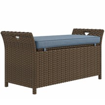 Outsunny 27 Gallon Outdoor Rattan Storage Bench w/Cushion &amp; Handles - $3,000.84 MXN