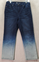DG2 by Diane Gilman Ombre Jeans Women&#39;s Petite 6 Blue Dip Dye Cotton High Rise - £21.80 GBP