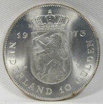 1973 Netherlands 10 Gulden .720 Silver .5787oz GEM UNC AD964 - £24.96 GBP