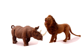 Lion and Rhino Hard Plastic Safari Figures New Without Package 4 inches ... - $7.99