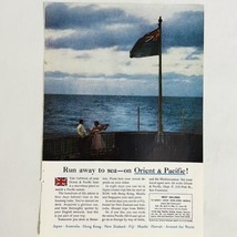 Vtg 1960 Cunard Cruise Lines Print Ad Run Away To The Sea Orient &amp; Pacific - £6.03 GBP