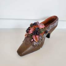 Shoe Figurine, Vintage 1990s, My Treasure Shoes, Kingsbridge, Brown Pink Flowers image 5