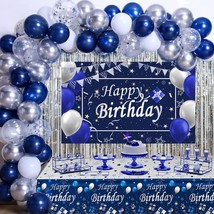 Blue Birthday Decorations For Men, Happy Birthday Decorations For Men Women Boy  - £32.14 GBP