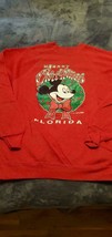 Vintage 80&#39;S Disney Mickey Mouse Florida Christmas Holiday Sweatshirt - Red - £19.45 GBP