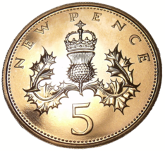 Great Britain 5 New Pence Proof, 1971~100,000 Minted~Welsh Plume~Free Shipping - £4.34 GBP