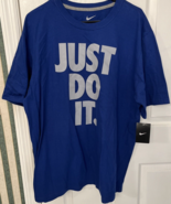 NIKE Rush Blue with Grey Graphic Design &quot;JUST DO IT.&quot; T-SHIRT Men&#39;s Size... - £16.85 GBP