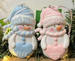 2023 Snowman BABYs 1st Christmas Ornament Pink OR Blue Your Choice 4&quot; - £8.44 GBP