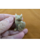 Y-CAT-46) gray tan KITTY CAT gemstone carving love cats SOAPSTONE figuri... - $163.26 MXN