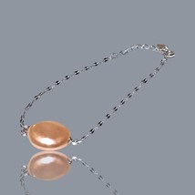 Handmade 15.5 x 16mm Edison Peach Purple Jumbo Cultured Pearl 7 - 7.5&quot; Bracelet - £35.64 GBP