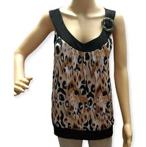 Essentials Shirt Leopard Print Sleeveless Contrasting Trim Size M - $11.30