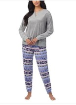 Nautica Womens Pajama Set Gray Multicolor Fair Isle 2-Piece Silky Fleece... - $44.99