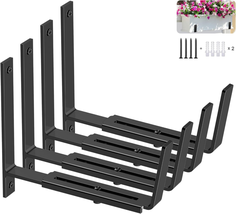 Y&amp;M 4 Pack Adjustable Planter Box Brackets (6 to 12.5 In), Universal Win... - £23.76 GBP