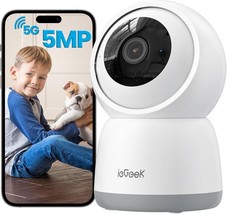 5MP Indoor Camera 5G 2.4G WiFi Cameras for Home Security with Phone App Pan Tilt - £71.80 GBP