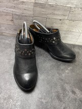 Softt Mules Women 7 M Gila Shoes Clogs Brown Leather Slip On Studded Hee... - $27.54