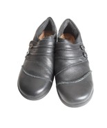 Clarks soft cushion Sz 7.5 M Black Slip on button Shoes - $31.99