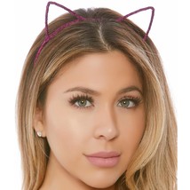 Glitter Cat Ears Headband Shimmer Sparkle Kitten Kitty Costume Rave Pink 997407 - £11.67 GBP