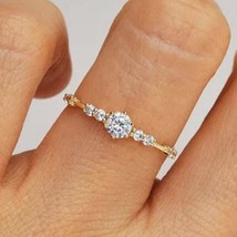 Minimal Seven Diamond Ring / Solid Gold Diamond Ring / Handmade Diamond Ring / D - £54.03 GBP