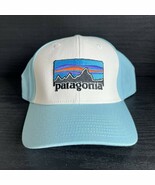 Patagonia Baseball Cap Snapback Hat White Teal Blue Outdoors Hiking Unis... - $27.71 CAD