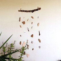 Wind chime for outdoor Patio Nautical Decor Sea shell and driftwood Decoration - $35.00