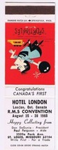 Matchbook Cover Sportsmiles Hotel London Ontario RMS Convention 1965 Bowling - £2.19 GBP