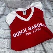 Vintage Busch Jardines Tema Parque Rojo Ringer Camiseta Hombre XL Tampa ... - $29.10