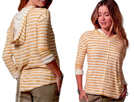Rip Curl Sunny Day Hoodie Large 8 10 Yellow Split BackHem Nautical Strip... - £27.61 GBP
